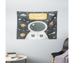 Cosmic Doodle Rocket Wide Tapestry