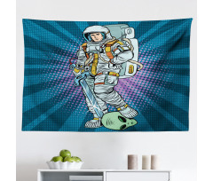 Pop Art Mikrofiber Geniş Duvar Halısı Modern Kahraman Astronot