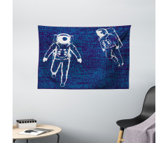 Astronauts Floating Wide Tapestry