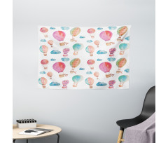 Air Balloons Clouds Wide Tapestry
