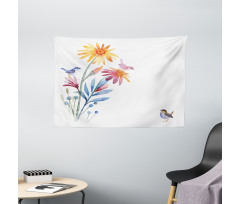 Flower Brush Effect Wide Tapestry