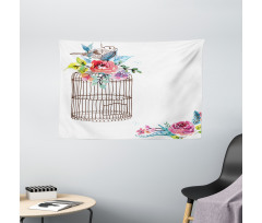 Sketch Bird Cage Wide Tapestry