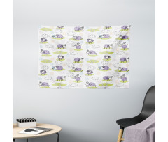 Sheep with Clouds Wide Tapestry
