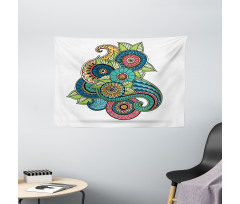 Floral Zentangle Wide Tapestry