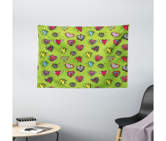Hand Drawn Hearts Sketch Wide Tapestry