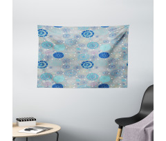 Abstract Snowflakes Wide Tapestry