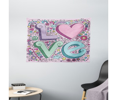 3D Lettering Groovy Wide Tapestry