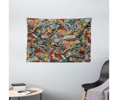 Cinema Items Popcorn Wide Tapestry