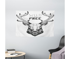 Deer Wild Free Wide Tapestry