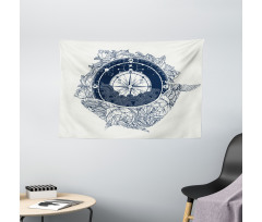 Antique Sea Compass Wide Tapestry