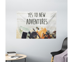 Wanderlust Retro Text Wide Tapestry