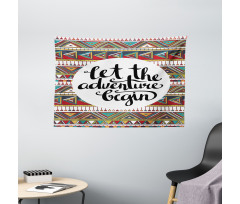 Geometric Aztec Motifs Wide Tapestry