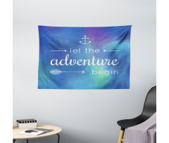 Marine Phrase on Blue Wide Tapestry