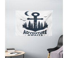 Anchor Hand Drawn Art Wide Tapestry