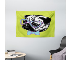 Pug with a Bow Tie Wide Tapestry