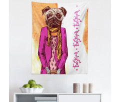 Pug Köpek Mikrofiber Duvar Halısı Stil İkonu Ceketli Hayvan Moda Komik Tema