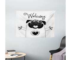 Black and White Dog Wide Tapestry