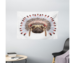 Native Style Bonnet Dog Wide Tapestry