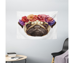 Floral Head Wreath Fun Wide Tapestry