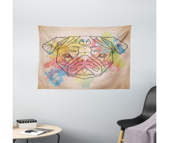 Vibrant Colored Line Art Wide Tapestry