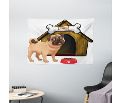 Dog House Cartoon Style Wide Tapestry