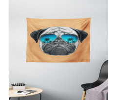 Dog and Sunglasses Wide Tapestry