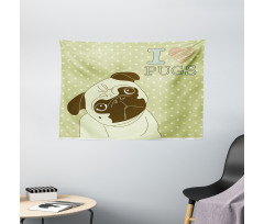 Tilted Head Dog Funny Wide Tapestry