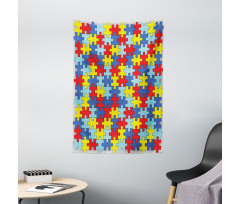 Colorful Puzzle Pieces Tapestry