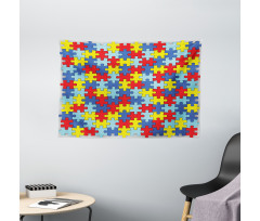 Colorful Puzzle Pieces Wide Tapestry
