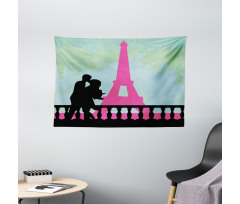 Hand Drawn Couple Kissing Wide Tapestry