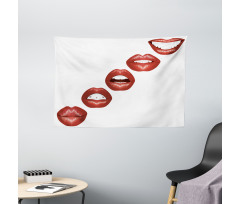 Vivid Full Red Lips Feminine Wide Tapestry