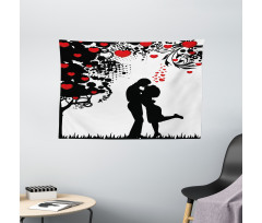 Lovers near Abstract Tree Wide Tapestry