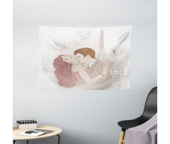 Romantic Man and Woman Wide Tapestry