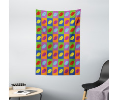 Vibrant Pop Art Kisses Tapestry