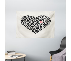 Heart Shaped Leopard Skin Wide Tapestry