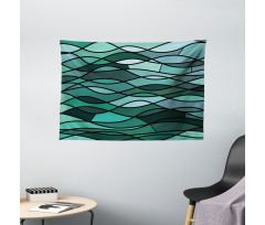 Mosaic Sea Waves Inspired Wide Tapestry