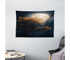 Retro Yellow Flowers Tree Wide Tapestry