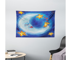 Cartoon Vibrant Star Dance Wide Tapestry