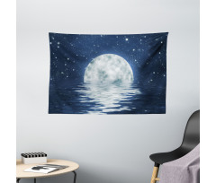 Moon Setting over Sea Wide Tapestry