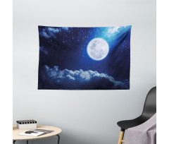 Full Moon Falling Stars Wide Tapestry