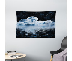 Moon Sets over Clouds Wide Tapestry