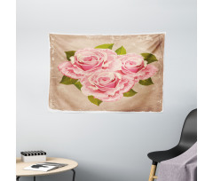 Pink Bouquet of Flowers Wide Tapestry