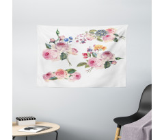 English Wild Roses Bouquet Wide Tapestry