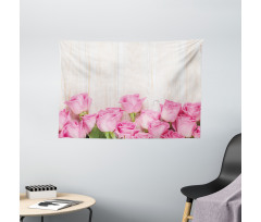 Flowers on Wood Planks Wide Tapestry