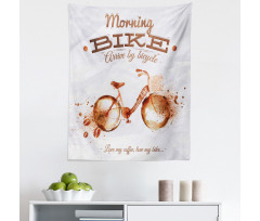 İçecek Mikrofiber Duvar Halısı Kahvemi ve Bisikletimi Seviyorum Beyaz Fonlu