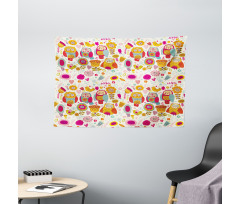 Sixties Style Abstract Bird Wide Tapestry