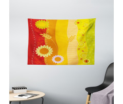 Wheat Farm House Theme Wide Tapestry