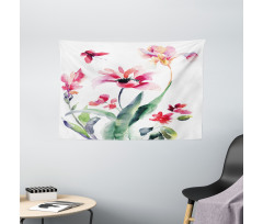 Watercolor Pastel Boho Wide Tapestry