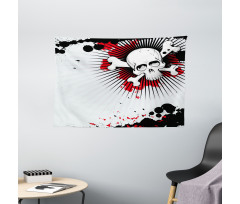Skull Bones Grunge Wide Tapestry