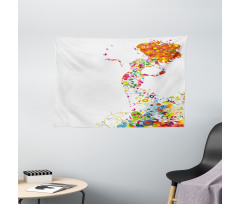 Summer Lady Silhouette Wide Tapestry